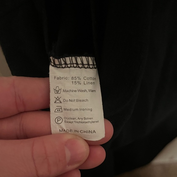 Cotton/Linen straight leg black overalls with adjustable button straps - Picture 3 of 4